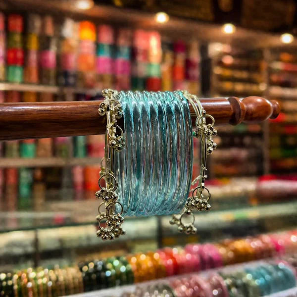 Viral Multicolor Jelly Glass Bangles With 4 Metal Kashmiri Kare